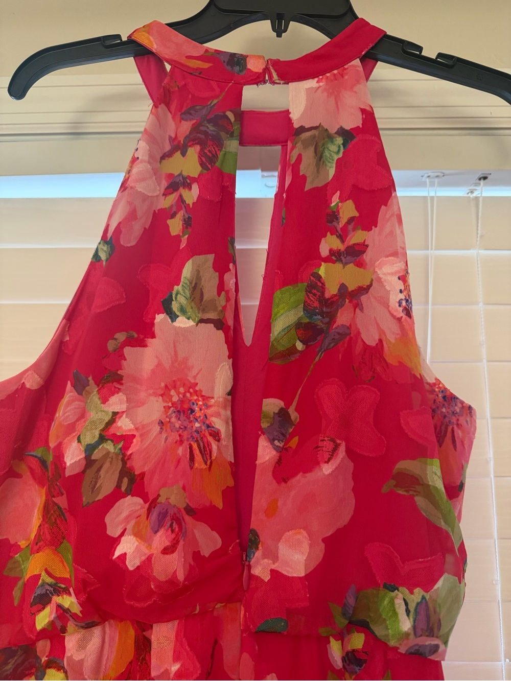 Adrianna Papell Hot Pink Floral Evening Dress - Picture 2 of 7